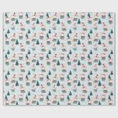 かわいいサンタハットホワイトネズミクリスマス ラッピングペーパー (フラット)