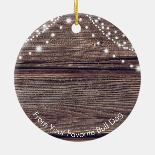 かわいいサンタハット英語ブルドッグクリスマス セラミックオーナメント (裏面)