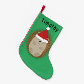 かわいいサンタハリネズミ スモールクリスマスストッキング (正面 (吊り時))