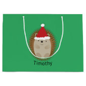 かわいいサンタハリネズミ ラージペーパーバッグ (正面)