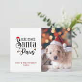 かわいいサンタパウズの犬のクリスマス写真 シーズンカード (スタンド正面)