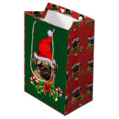 かわいいサンタパグクリスマスメリー ミディアムペーパーバッグ (正面アングル)