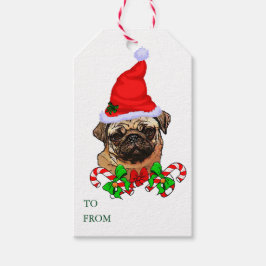 かわいいサンタパグクリスマス ギフトタグ