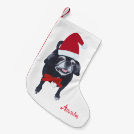 かわいいサンタパグドッグパーソナライズされたクリスマスストッキング スモールクリスマスストッキング