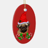 かわいいサンタパグ愛好家のためのクリスマス セラミックオーナメント (右)