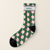 かわいいサンタパタパーソナライズされたンの名前クリスマス ソックス (左外側)