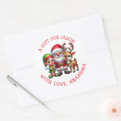 かわいいサンタパーソナライズされたクリスマスギフトタグ ラウンドシール (封筒)