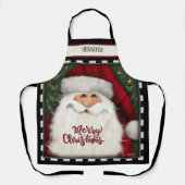 かわいいサンタパーソナライズされたクリスマス エプロン (正面)