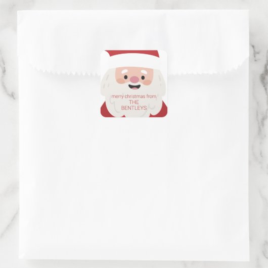 かわいいサンタパーソナライズされたークリスマスギフトシール スクエアシール (バッグ)
