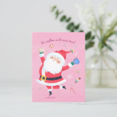 かわいいサンタピンクのはがき ポストカード (スタンド正面)