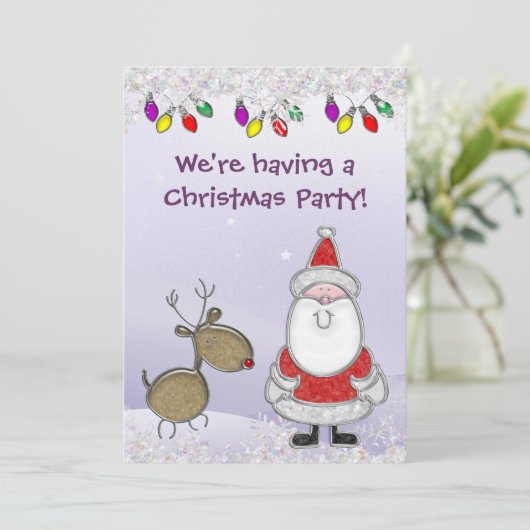 かわいいサンタフェイク宝石クリスマス招待状 招待状 (スタンド正面)