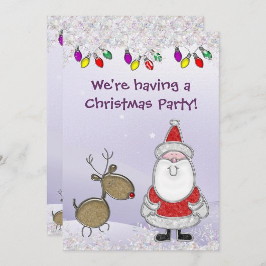 かわいいサンタフェイク宝石クリスマス招待状 招待状 (正面/裏面)