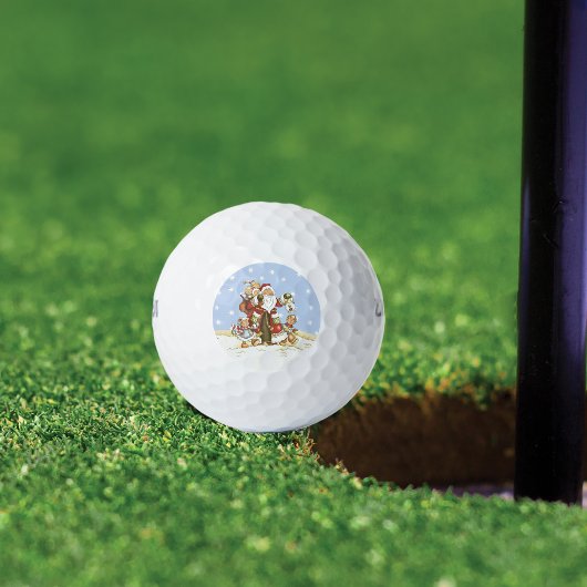 かわいいサンタフォークアートキッズクリスマススノーフレーク ゴルフボール