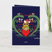 かわいいサンタフクロウホリデーズカードと文字 シーズンカード (裏面)