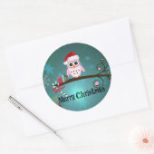 かわいいサンタフクロウ ラウンドシール (封筒)