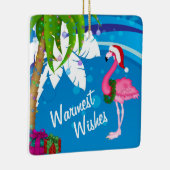 かわいいサンタフパーソナライズされたラミンゴビーチクリスマス セラミックオーナメント (右)