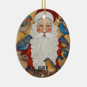 かわいいサンタブルーの鳥たち セラミックオーナメント (右)