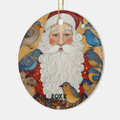 かわいいサンタブルーの鳥たち セラミックオーナメント (左)