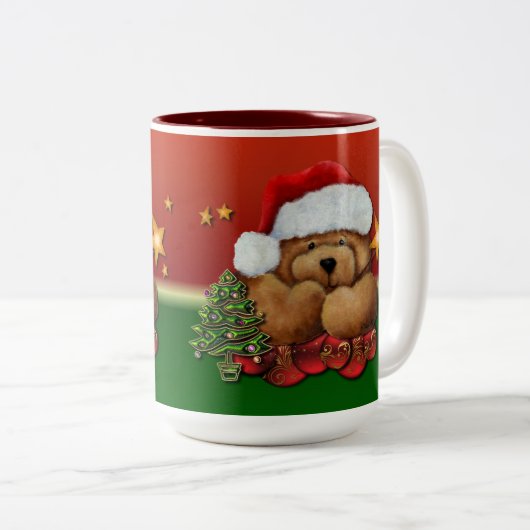 かわいいサンタベアークリスマスマグカップ ツートーンマグカップ (正面右)