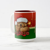 かわいいサンタベアークリスマスマグカップ ツートーンマグカップ (正面左)