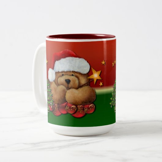 かわいいサンタベアークリスマスマグカップ ツートーンマグカップ (正面左)