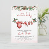 かわいいサンタベビークリスマスクロザラインベビーシャワー 招待状 (スタンド正面)