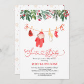 かわいいサンタベビークリスマスベビーシャワー 招待状 (正面/裏面)