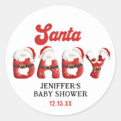かわいいサンタベビークリスマスホリデーベビーシャワー ラウンドシール (正面)