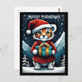 かわいいサンタベビータイガースノーウィークリスマス ポストカード (正面/裏面)