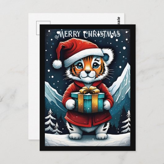 かわいいサンタベビータイガースノーウィークリスマス ポストカード (正面/裏面)