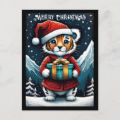かわいいサンタベビータイガースノーウィークリスマス ポストカード (正面)