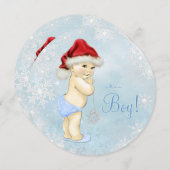 かわいいサンタベビーブルースノーフレーク赤ちゃんシャワー 招待状 (正面/裏面)