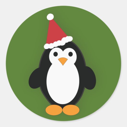 かわいいサンタペンギン ラウンドシール (正面)