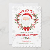 かわいいサンタホワイトレッドグリーンクリスマスパーティー 招待状 (正面)