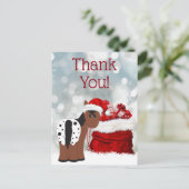 かわいいサンタホースとギフトホリデー ポストカード (スタンド正面)