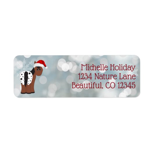 かわいいサンタホースウィンターホリデークリスマスアドレス ラベル (正面)