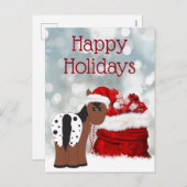 かわいいサンタホースnギフトハッピーホリデークリスマス シーズンポストカード (正面/裏面)