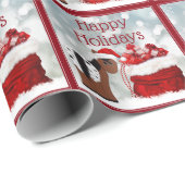 かわいいサンタホースnギフトハッピーホリデークリスマス ラッピングペーパー (ロールコーナー)