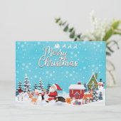 かわいいサンタメリークリスマスグリーティングファミリーキッズホー シーズンカード (スタンド正面)