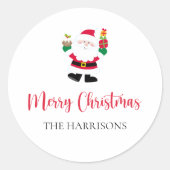 かわいいサンタメリークリスマスパーソナライズされた ラウンドシール (正面)