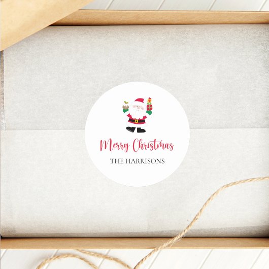 かわいいサンタメリークリスマスパーソナライズされた ラウンドシール