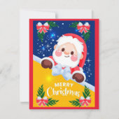 かわいいサンタメリークリスマスホリデーカード シーズンカード (正面)