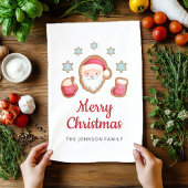 かわいいサンタメリークリスマス キッチンタオル