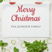 かわいいサンタメリークリスマス キッチンタオル (折り畳み)