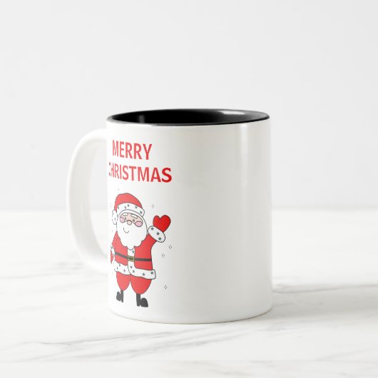 かわいいサンタメリークリスマス ツートーンマグカップ (正面左)