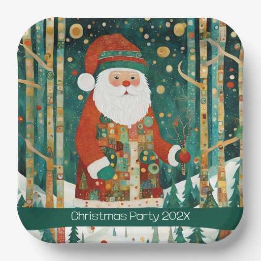 かわいいサンタメリークリスマス ペーパープレート (正面)