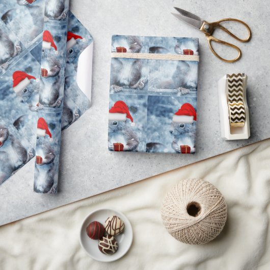 かわいいサンタリスのクリスマスのデカップページ ラッピングペーパー (クラフト)