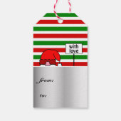 かわいいサンタレッドとグリーンストライプクリスマス ギフトタグ (裏面)