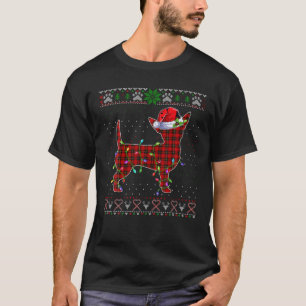 かわいいサンタレッドプレイドチワホアライト醜いクリスマ Tシャツ