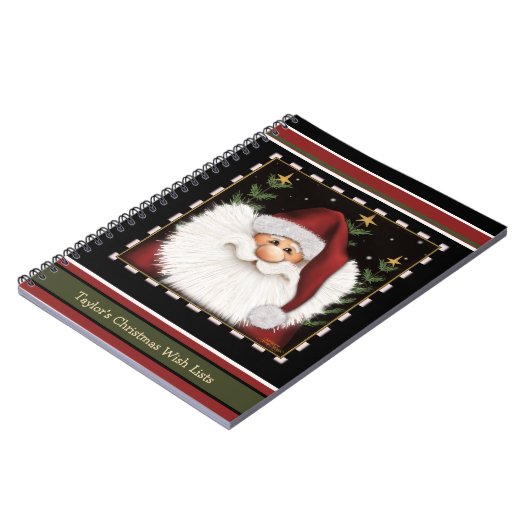 かわいいサンタレッド・グリーン・クリスマスキッドのウィッシュリスト ノートブック (左側)